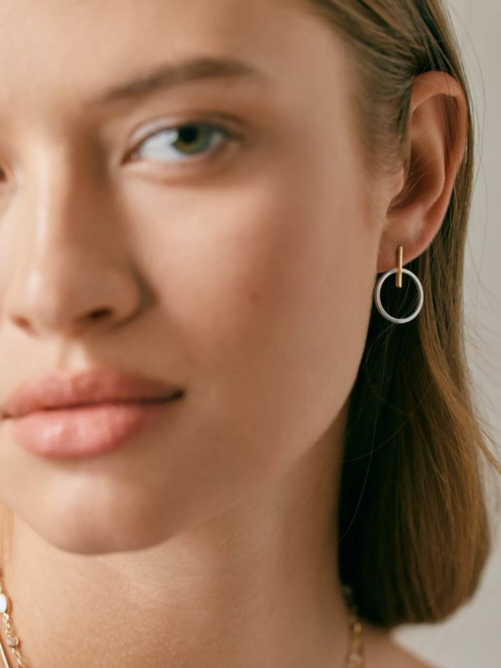 Anthropologie Two-Tone Circle Drop Earrings